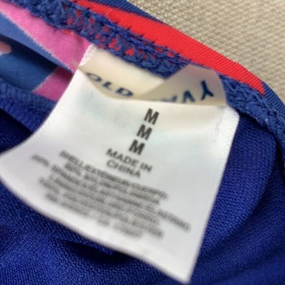 Old Navy Triangle String Bikini Top Blue Yellow Pink Zig Zag Aztec Sz Medium - Picture 7 of 7